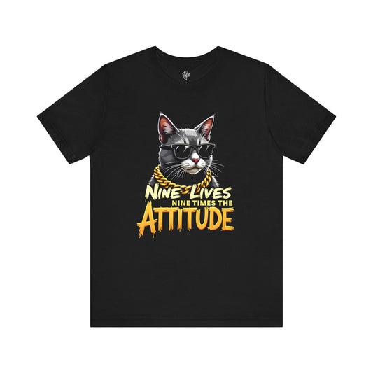 Nine Lives Nine Times the Attitude Gold T-Shirt